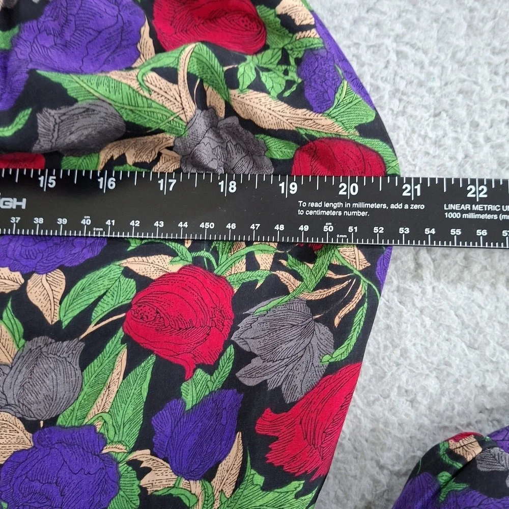Vintage 80s Se Lah Skirt Suit 12 Bold Red Purple Floral Peplum Blazer‎ 2 Piece